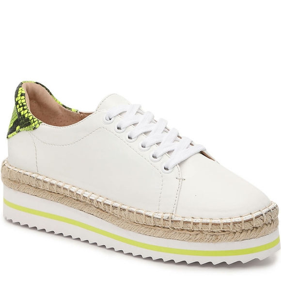 Jennifer Lopez Shoes - JLO LIDER ESPADRILLE WEDGE SNEAKER WHITE/LIME SZ 9
